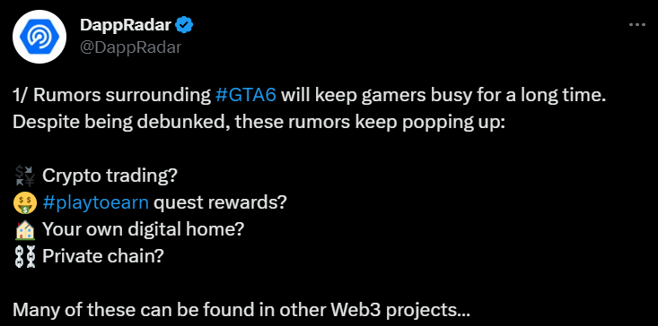  В сети всплыли слухи о переезде видеоигры GTA VI на криптомодель Play-to-Earn